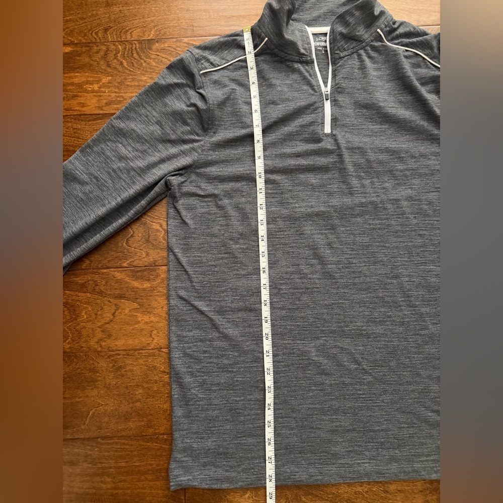 J Crew Performance Pullover Mens L Heather Gray 1/4 Zip Stretch Long Sleeve - Picture 4 of 6